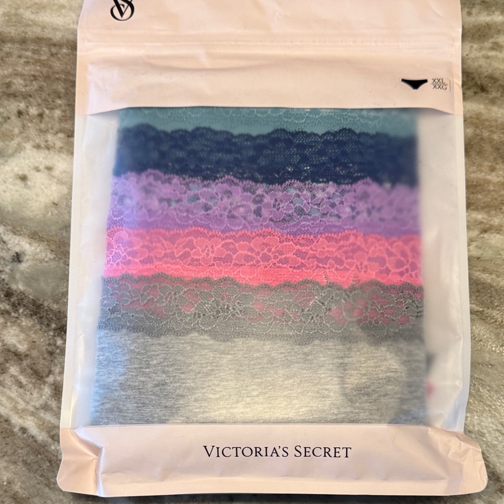 Victoria's Secret Lace-Trim Cheeky Pack in Teal, Navy, Purple, Pink, Gray